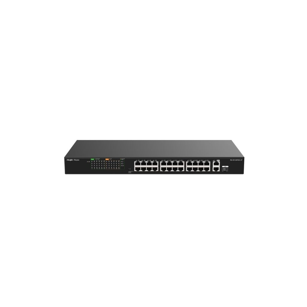 24-Port 100Mbps + 1 Uplink Port 1000Mbps + 1 Gigabit RJ45/SFP Combo Port, 2 Ports Support PoE/PoE+ (RG-ES126FGS-LP)