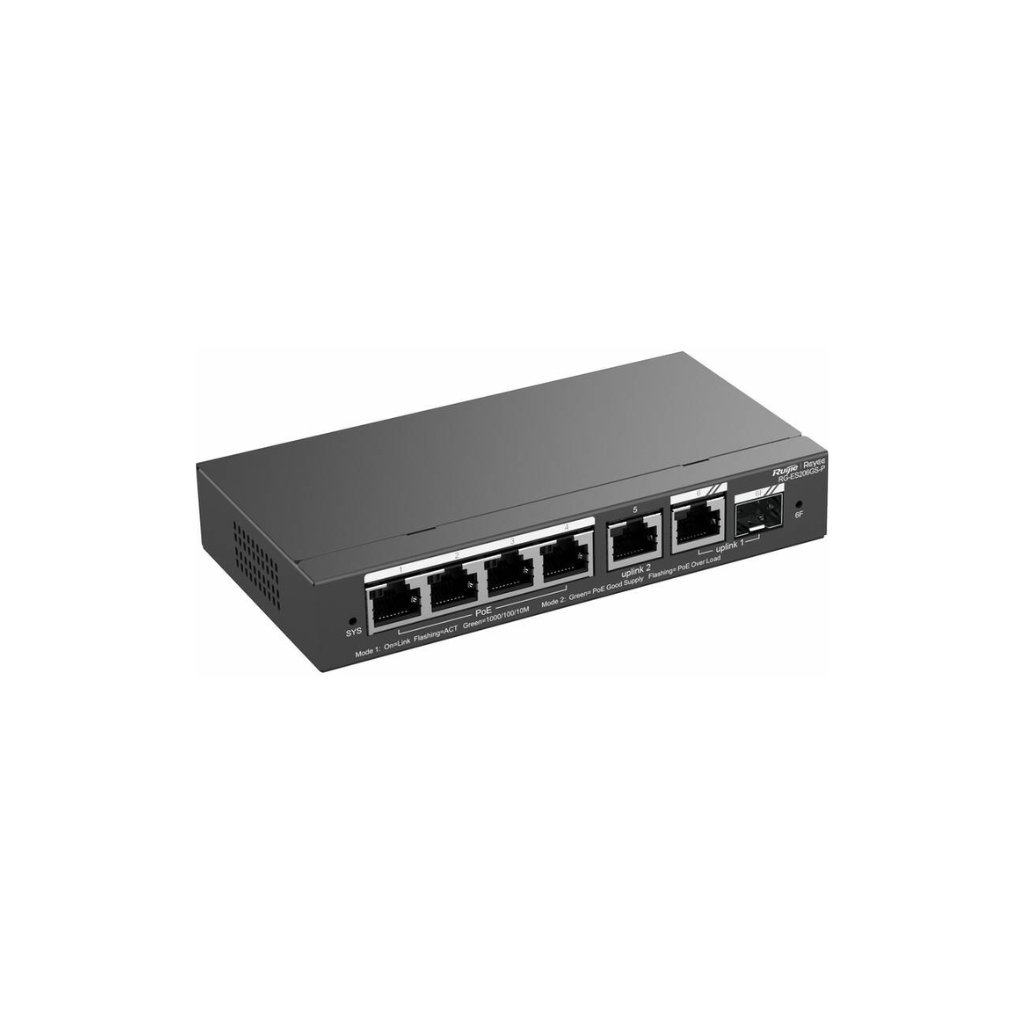 (RG‑ES206GS‑P) 6‑Port Gigabit Smart PoE+ Switch 