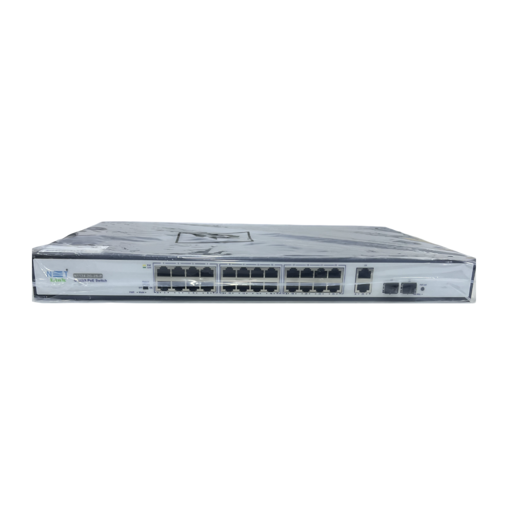 Netlink 24-Port PoE Switch with 2 Gigabit RJ45 & 2 SFP Uplink Ports (N1124-2G-2S-P)
