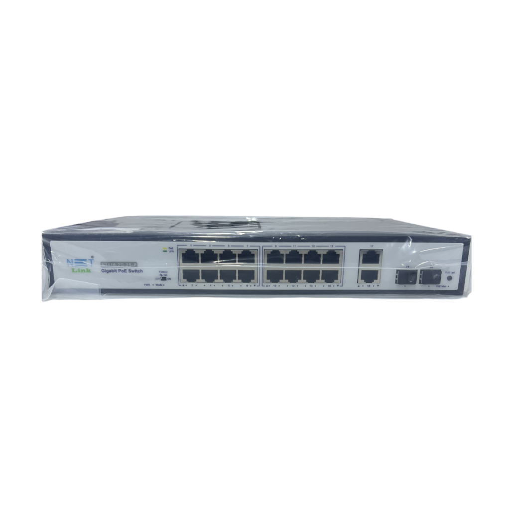 Netlink 16-Port PoE Switch with 2 Gigabit RJ45 & 2 SFP Uplink Ports (N116-2G-2S)