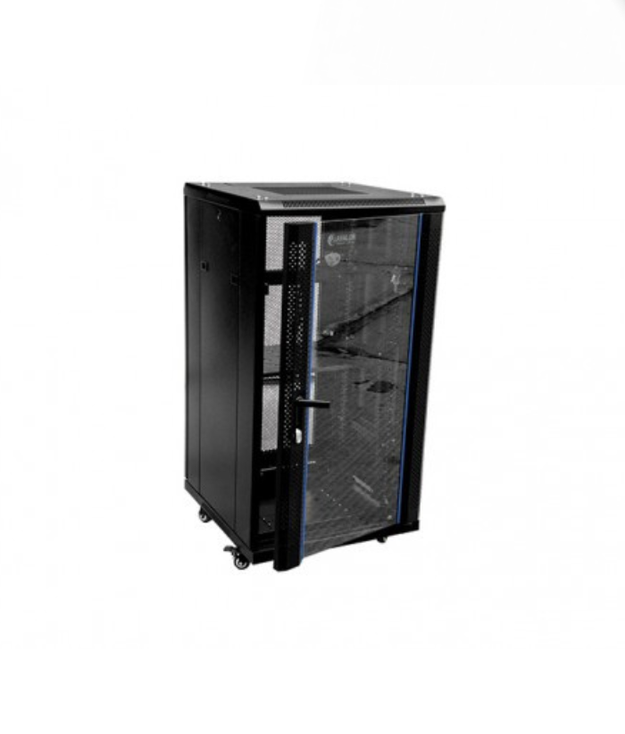 T5816 - FLOOR STAND CABINET 600*800(18U) 1. Front Glass Door with spring lock. 2. Rear metal  Door w