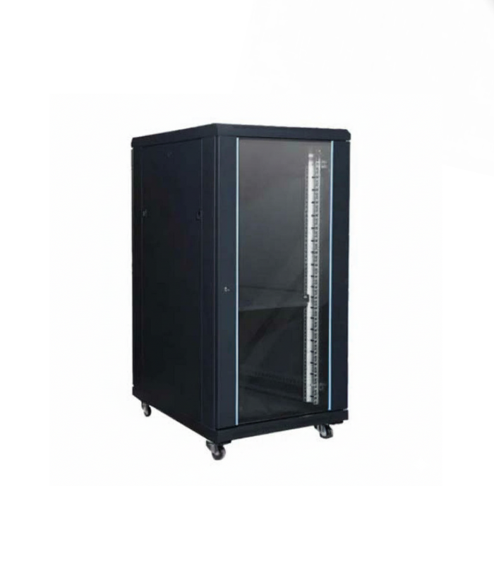 T5817 - FLOOR STAND CABINET 600*1000(18U) 1. Front Glass Door with spring lock. 2. Rear metal  Door 