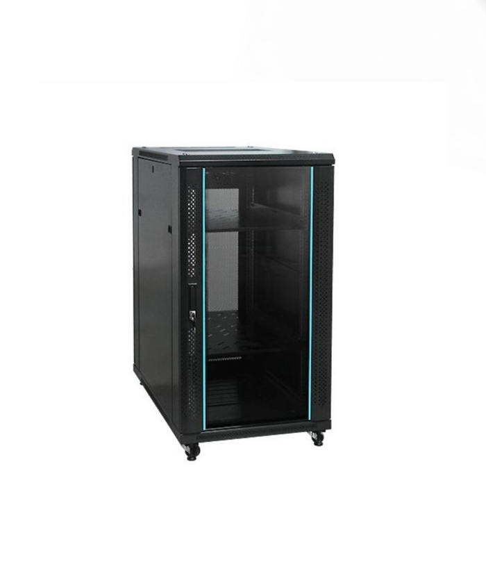 T5818 - FLOOR STAND CABINET 600*1000(22U) 1. Front Glass Door with spring lock. 2. Rear metal  Door 
