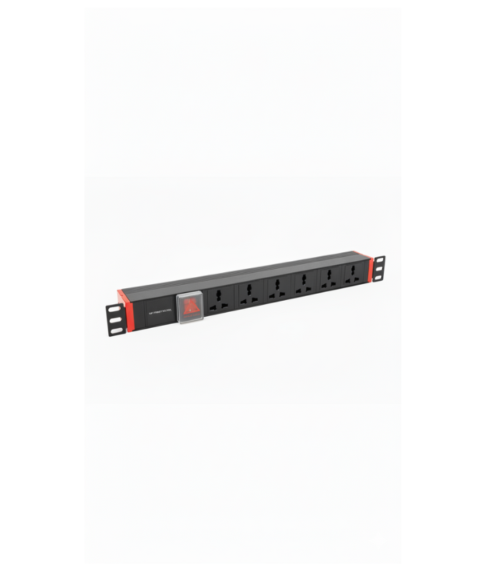 PDU 6WAY Universal Type, 13A+16AWG*2M+UK PLUG 220V-50Hz, BLACK Color, Aluminum 