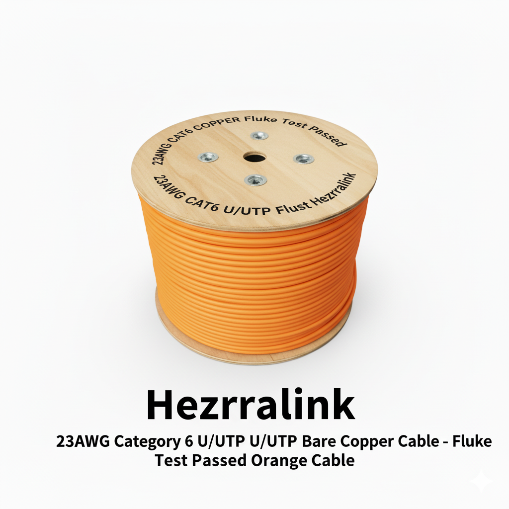 T6015 - 25 23AWG Category 6 U/UTP Bare Copper Cable-Fluke Test Passed orange color HZL