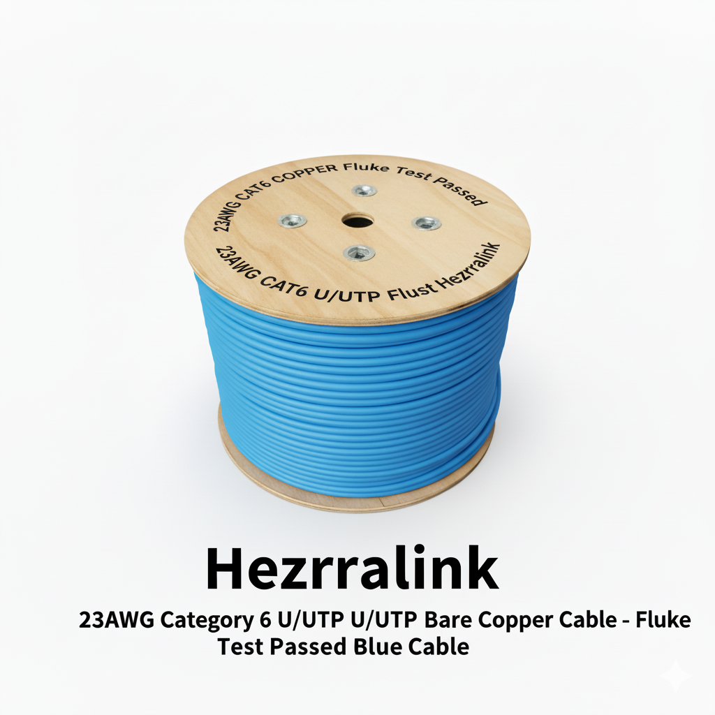 T6011-B - 25B 23AWG Category 6 U/UTP Bare Copper Cable-Fluke Test Passed Blue color HZL