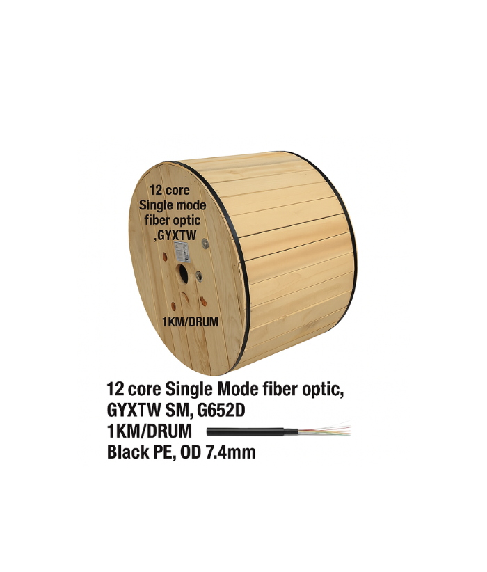 Fiber Optic Cable 12 core,outoodr, Single Model fiber optic ,GYXTW SM, G642D   1KM/DRUM   HZL-T5804-25-12C