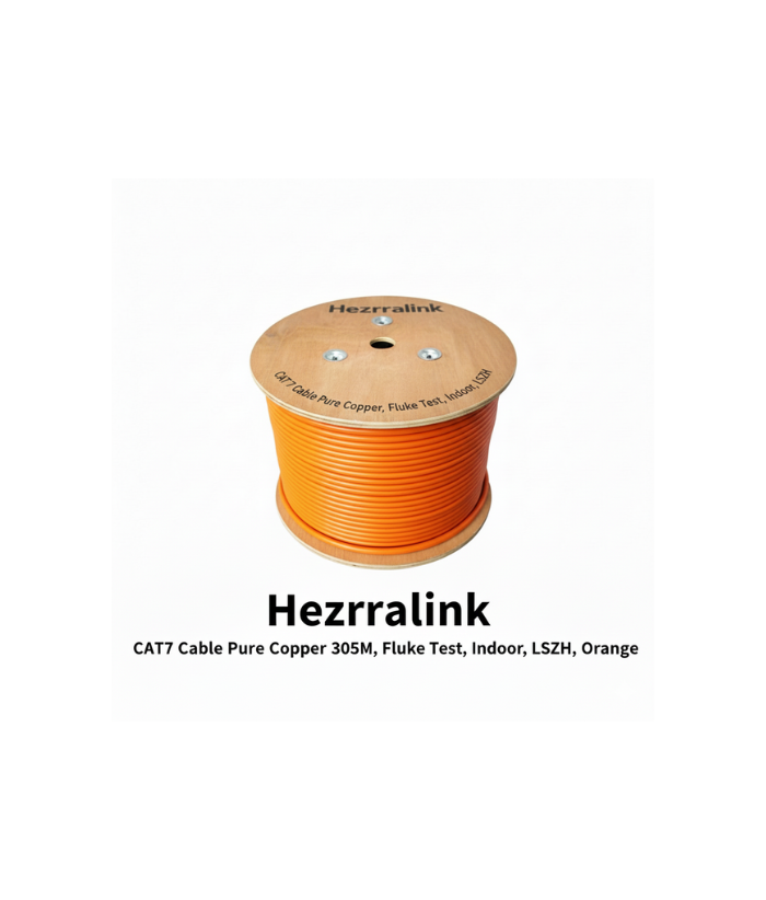 Hezrralink CAT7 Cable Pure Copper 305M, Fluke Test, SFTP, Indoor, LSZH, Orange