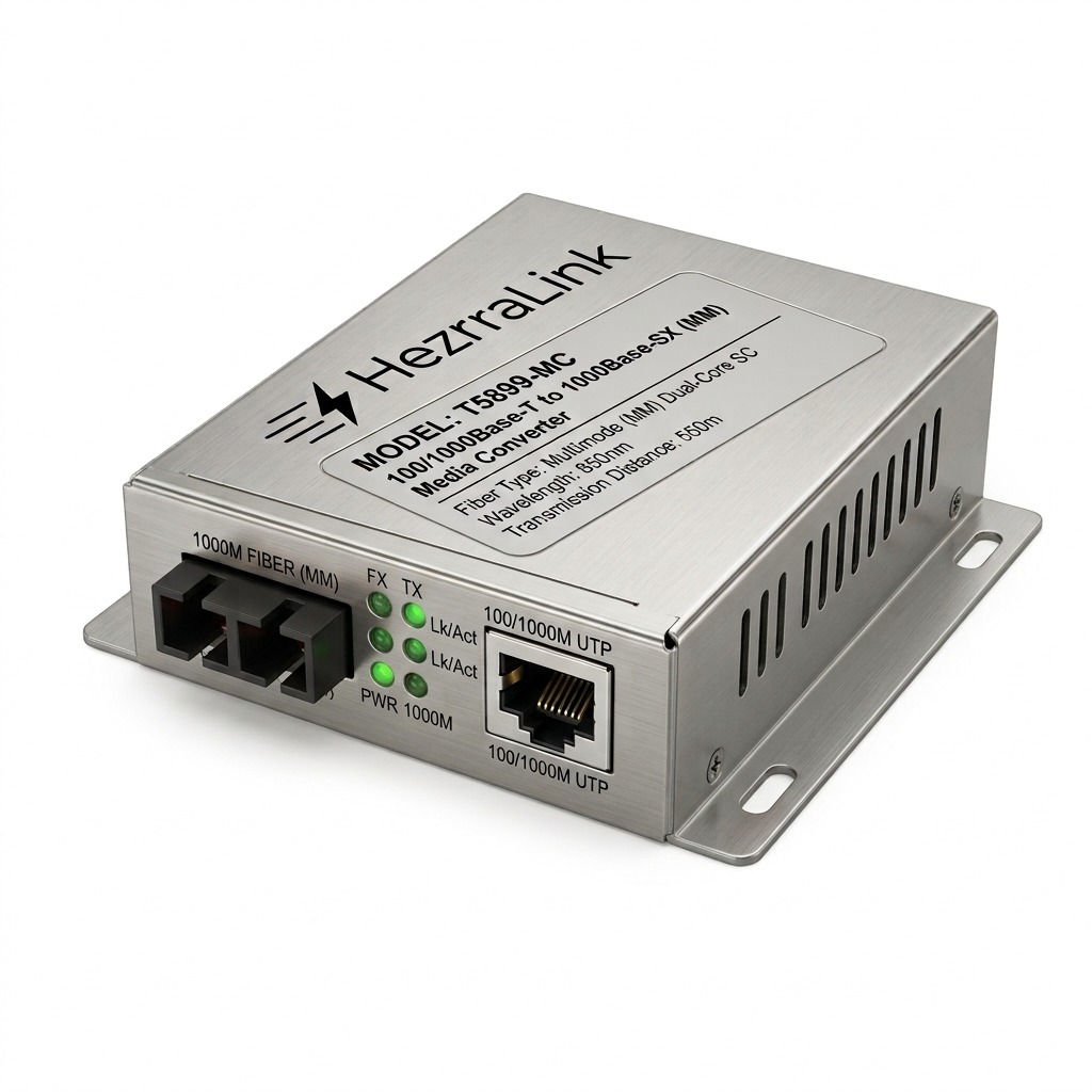 100/1000 Base Multimode Fiber Optic Media Converter