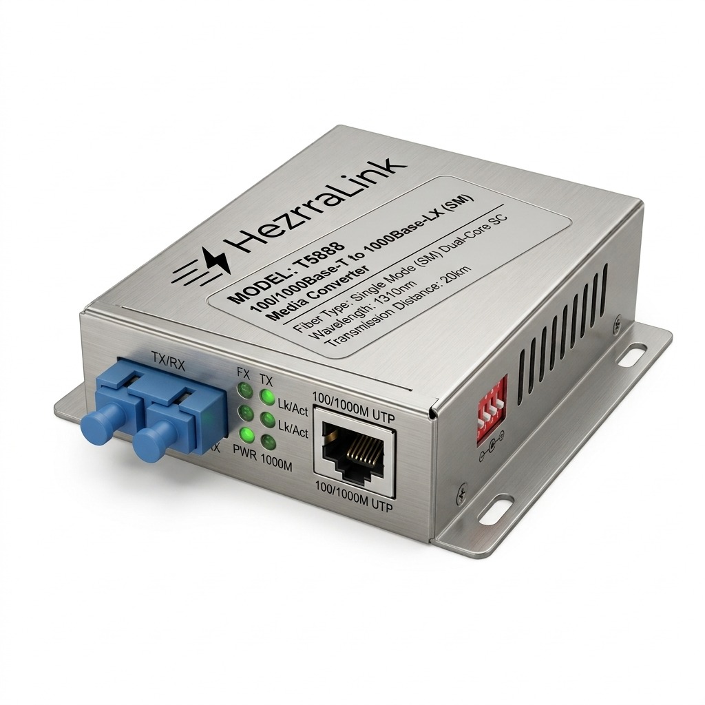 100/1000 Base Single Mode Fiber Optic Media Converter