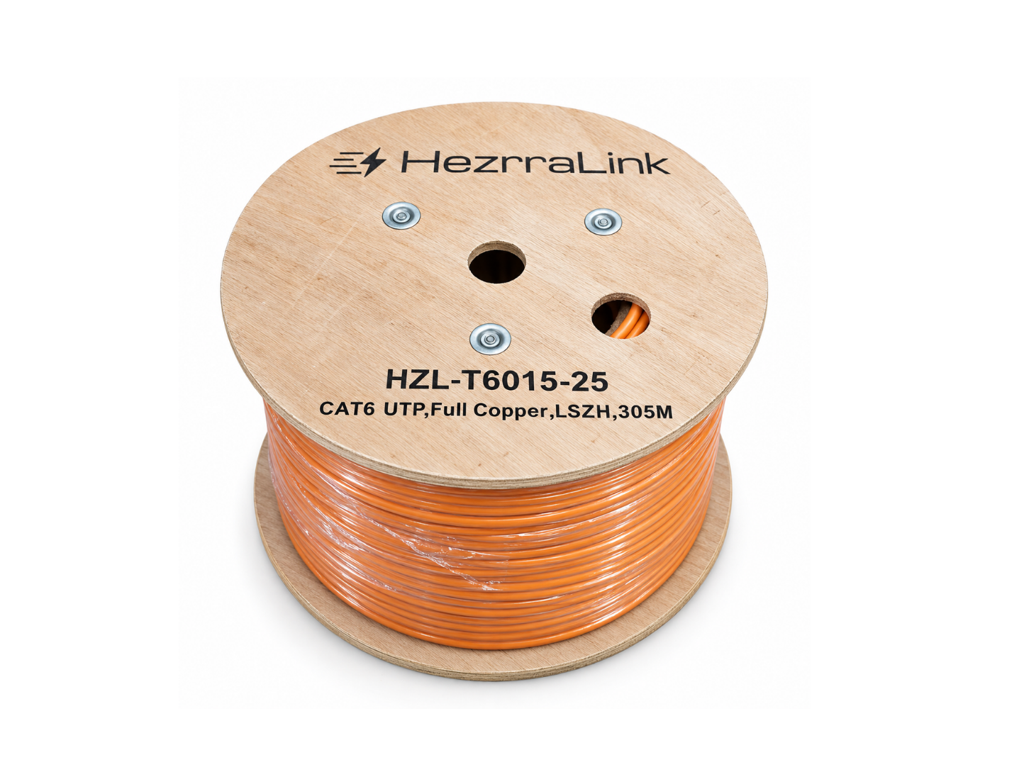 Hezrralink 23AWG Cat.6 U/UTP Bare Copper Cable-Fluke Test Passed orange color - Cat 6 UTP Full Copper LSZH 305M 23AWG