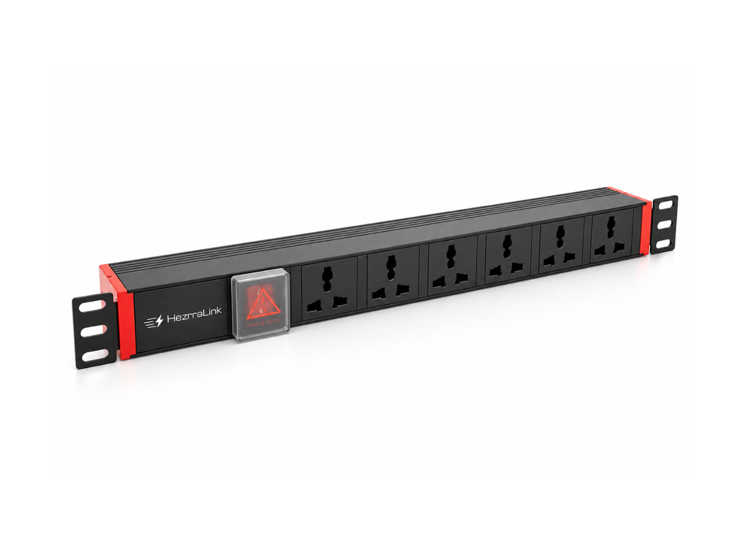 PDU 6WAY Universal Type, 13A+16AWG*2M+UK PLUG 220V-50Hz, BLACK Color, Aluminum 