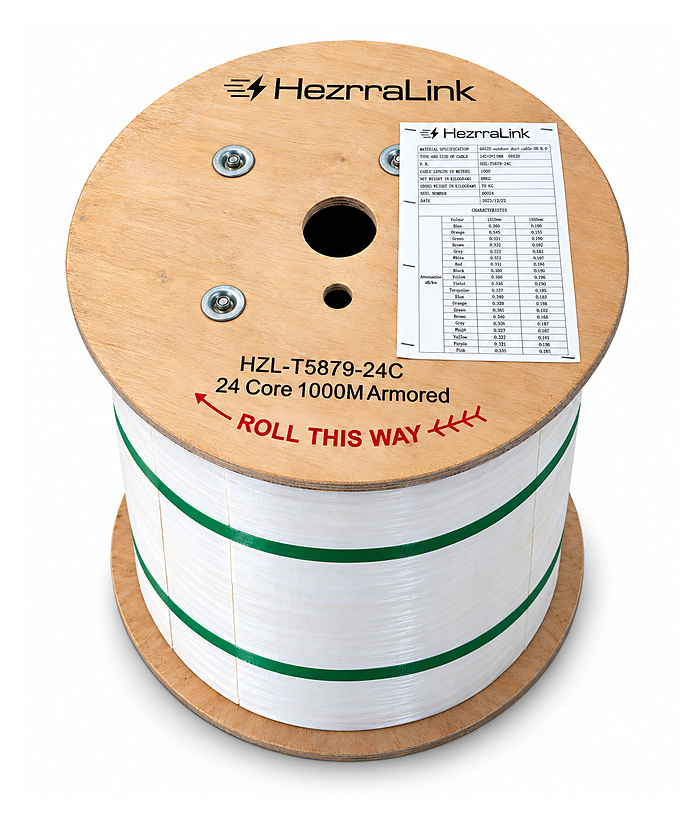 HezrraLink 24 Core Fiber optic cable single mode 1 KM GYXTW  HZL-T5879-24C