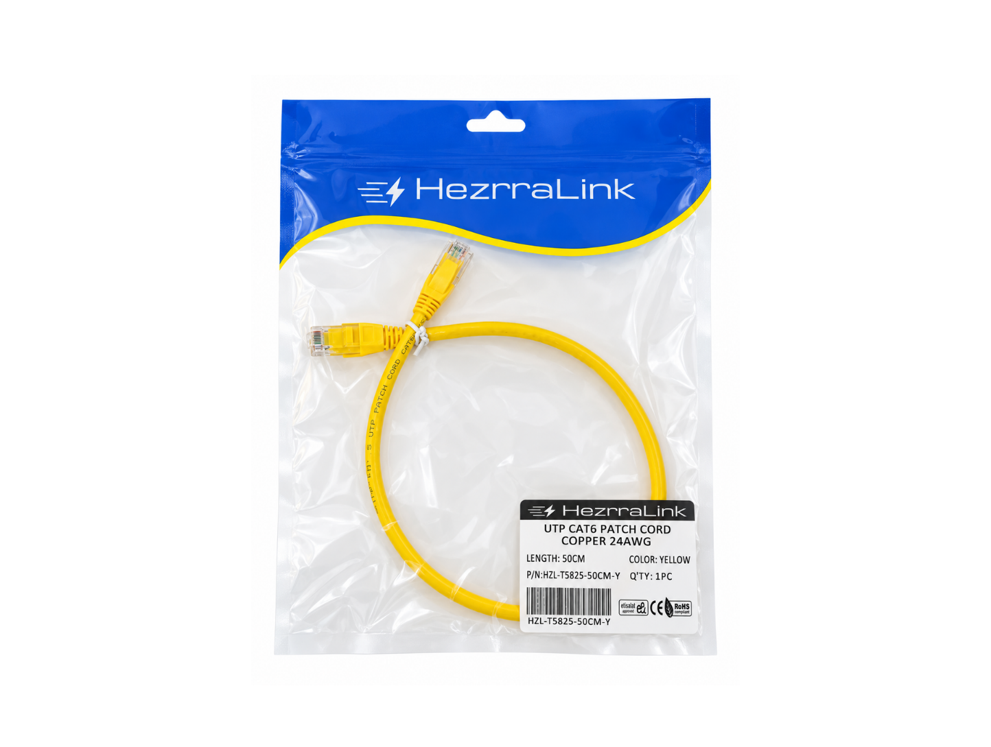 T5831 - 25 CAT6 UTP Patch Cord 50CM Full copper ,Fluke passed 24AWG,GRAY color HZL