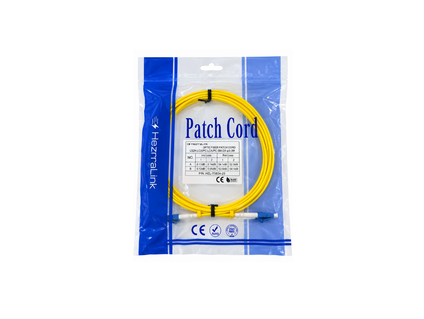 T5834-25 - LC/LC LSZH, 3mm, 3 Meter, SM，Duplex HZL