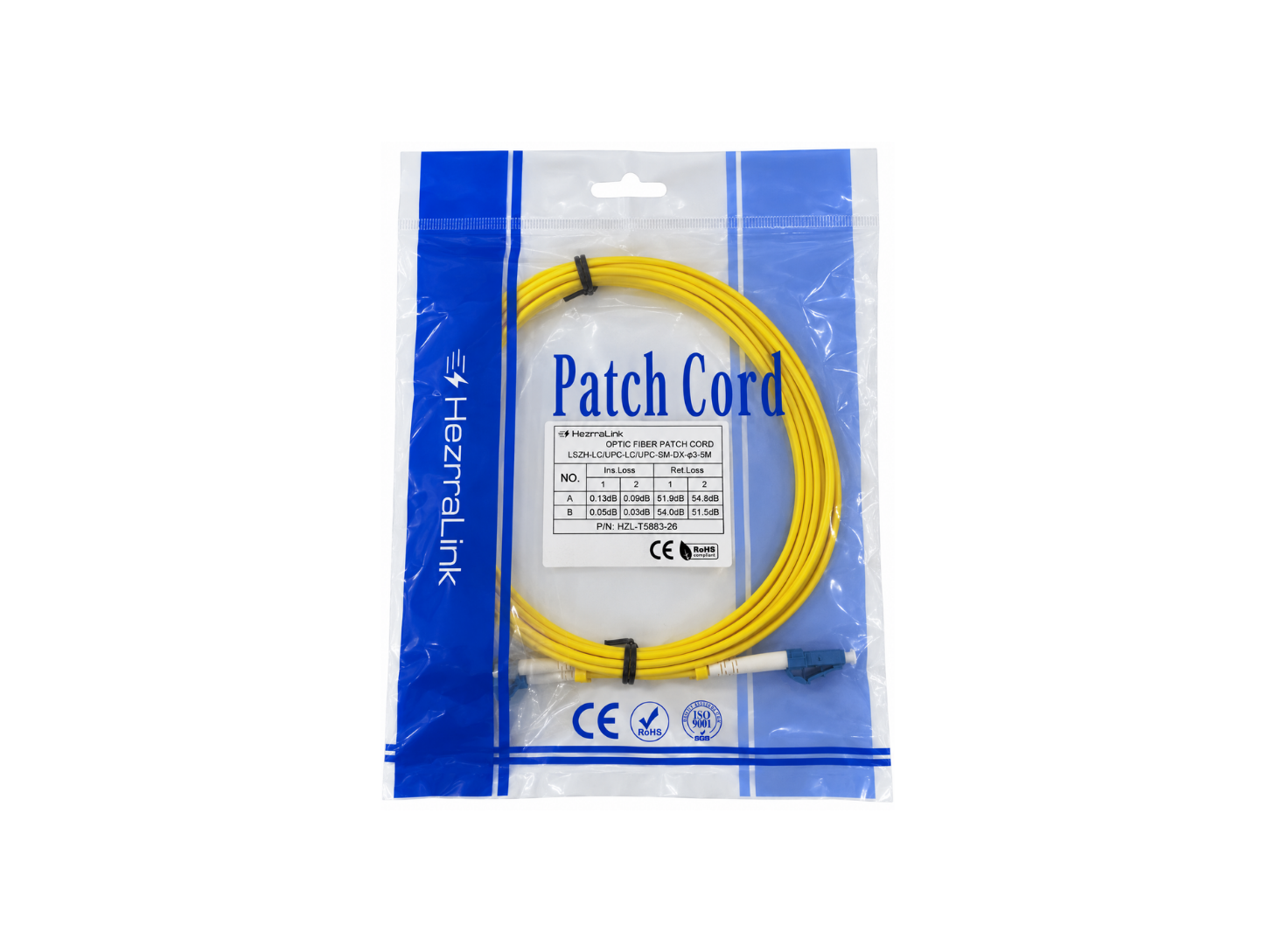 5M LC to LC Duplex Single-Mode Fiber Optic Patch Cord