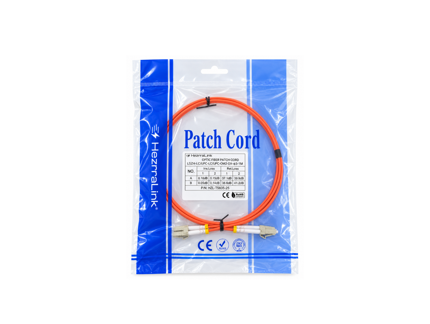 T5835 -25 - LC/LC LSZH, 3mm, 1 Meter, MM，OM2 ,Duplex HZL