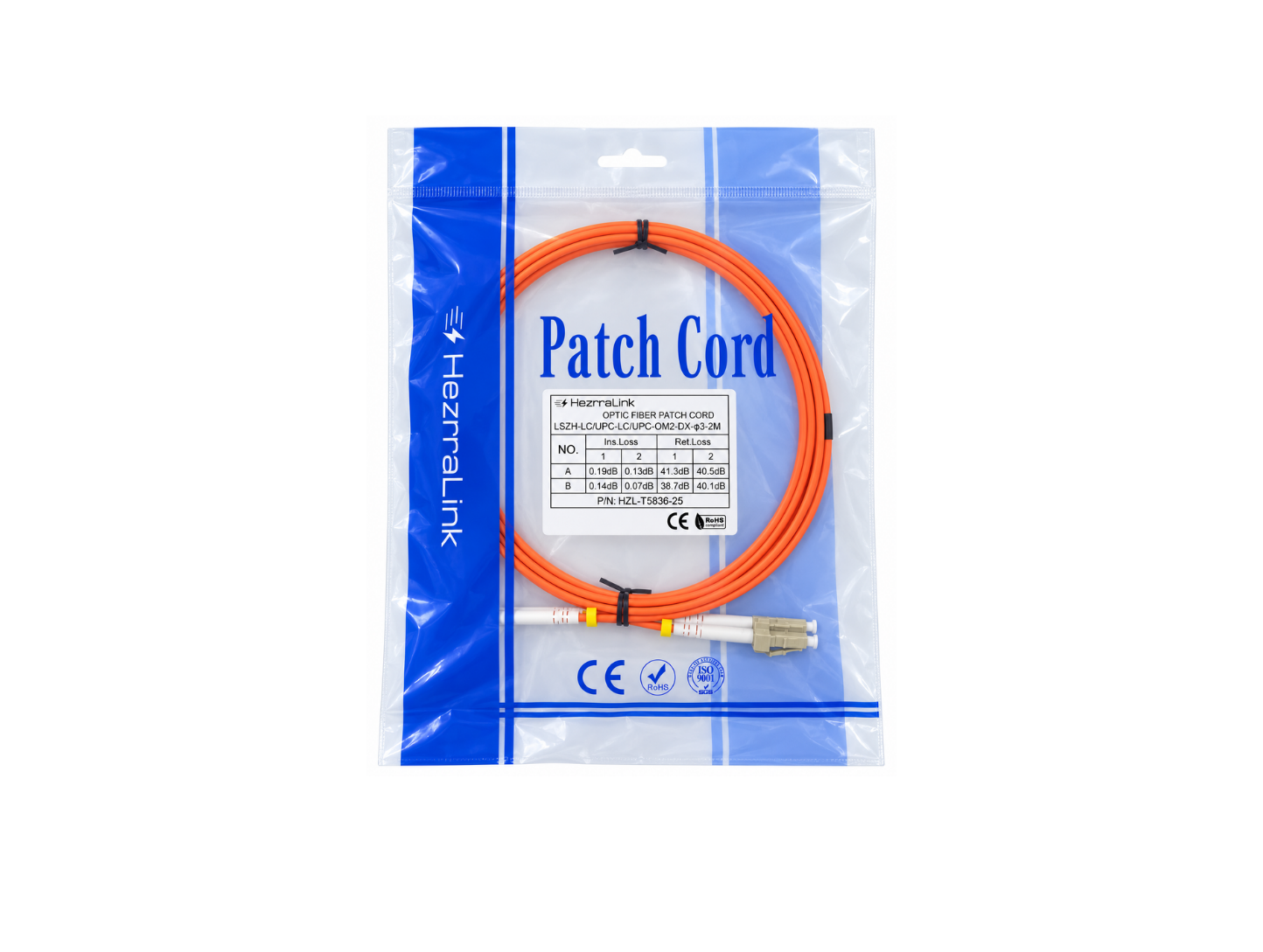 T5836 -25 - LC/LC LSZH, 3mm, 2 Meter, MM，OM2 ,Duplex HZL