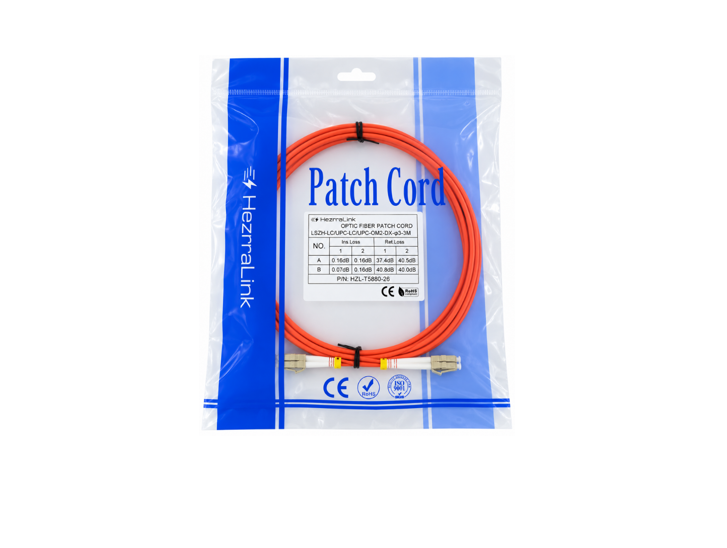 3M LC to LC Duplex Multimode Fiber Optic Patch Cord