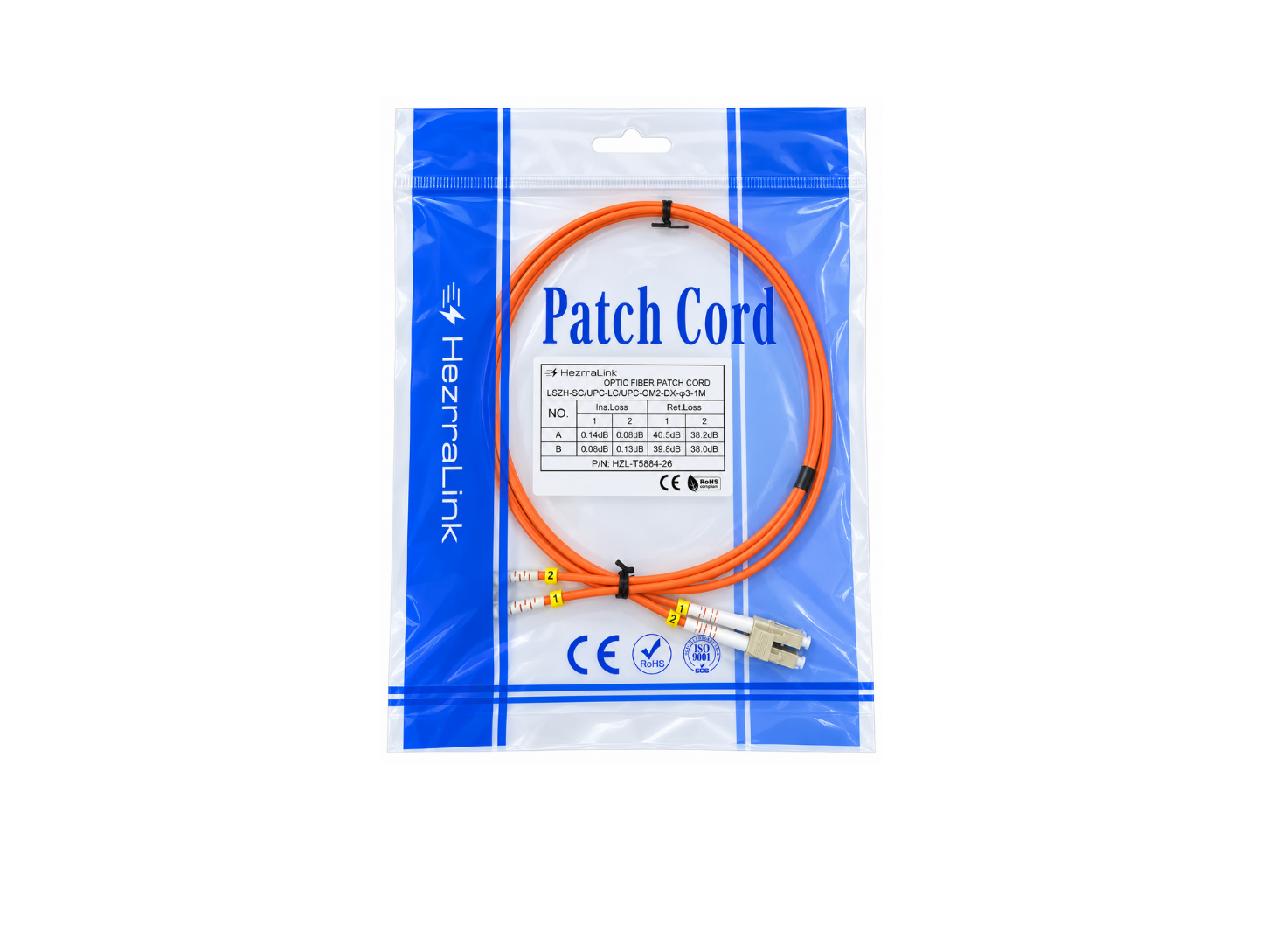 1M SC/UPC to LC/UPC Duplex Multimode OM2 Fiber Optic Patch Cord, LSZH 3mm